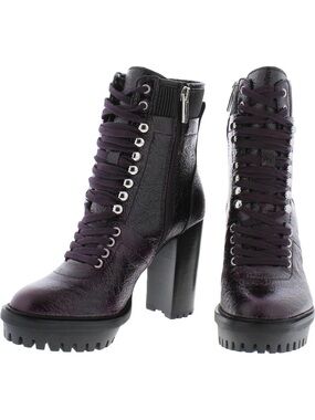 Vince Camuto Dark Purple Lace-Up Chunky Heel Ankle Boots